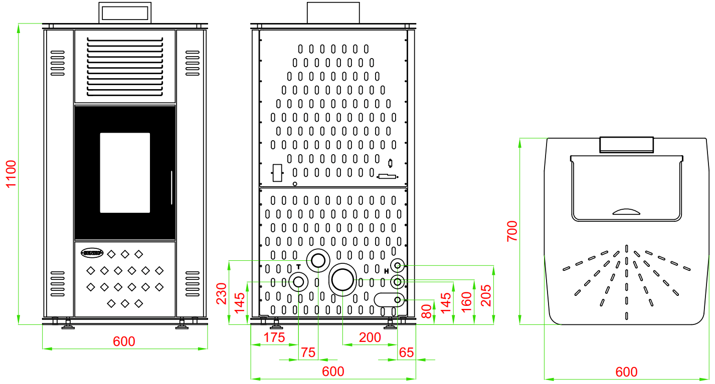 Pellet Stove for central heating 13 kW P 12 WATER+AIR MODERN Senko